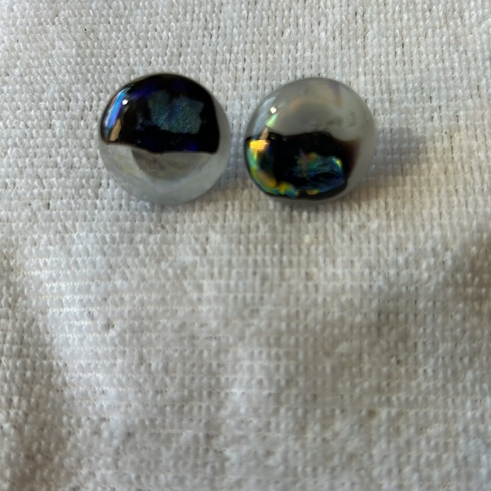 Sublimity Dichroic Glass Jewelry Post Earrings by Nancy Geddes Handmade - Picture 4 of 4